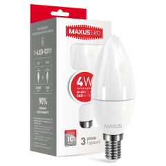 Светодиодная лампа Maxus 5311 С37 4W 3000K E14 220V Код.53584